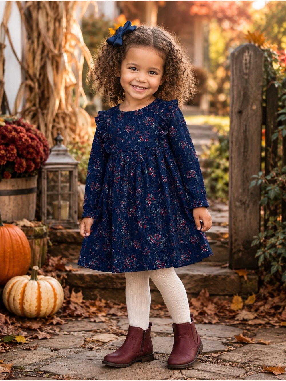 OshKosh B’gosh Girls 4T Floral Dress Eyelet Sleeves Button Back NWOT